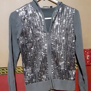 Super cute zip up hoodie with bling. Like new